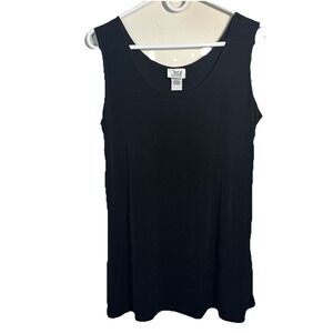 JOSTAR Classic Travel Tank Top Black Sleeveless Wrinkle Resistant  L‎ USA 1902P